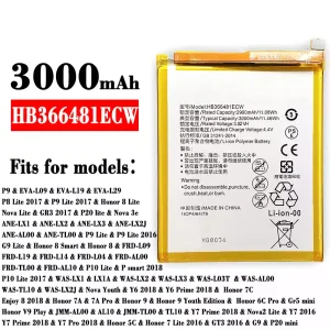 Genuine cell phone battery HB366481ECW for HUAWEI P9 / P8 Lite 2017 / P9 Lite 2017 / Honor 8 Lite / Honor 7C /Enjoy 8 2018 / Honor 7A / 7A Pro / Honor 9 / Honor 6C Pro / Honor 5C / Honor 7 Lite 2016 / GT3 2016 / G9 / P20 mini