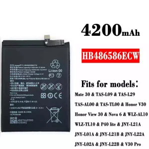 Genuine cell phone battery HB486586ECW for HUAWEI Mate 30 / Honor V30 /Honor View 30 / Nova 6 / P40 lite / V30 Pro