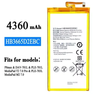 Genuine cell phone battery HB3665D2EBC for HUAWEI P8 max