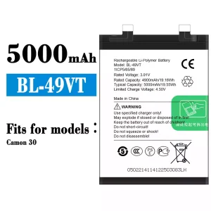 Genuine cell phone battery BL-49VT for Tecno Camon 30