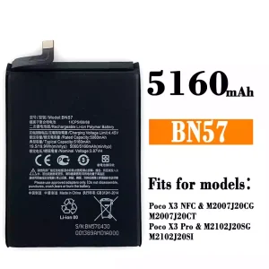 Genuine cell phone battery BN57 for Xiaomi Poco X3 NFC /Poco X3 Pro