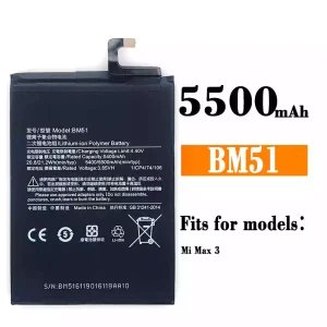 Genuine cell phone battery BM51 for Xiaomi Mi Max 3