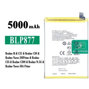 Genuine cell phone battery BLP877 for OPPO Realme 8i / Realme C31 / Realme C30 / Realme Narzo 50I Prime / Realme C33 / Realme C30S /  Realme 9i 5G / Realme Narzo 50A Prime