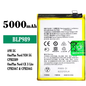 Genuine cell phone battery BLP989 for OPPO A98 5G /OnePlus Nord N30 5G /OnePlus Nord CE 3 Lite