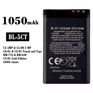 Genuine cell phone battery BL-5CT for Nokia C3-01 C6-01 C5-00 / 6303 6730c