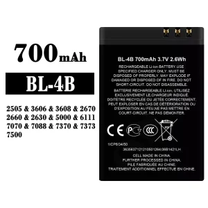 Genuine cell phone battery BL-4B for Nokia 2505 / 3606 / 3608 / 2670 / 2660 / 2630 / 5000 / 6111 / 7070 / 7088 / 7370 / 7373 / 7500