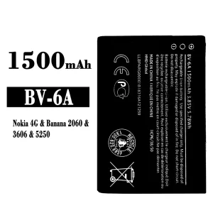 Genuine cell phone battery BV-6A for Nokia Banana 2060 / 3606 / 5250