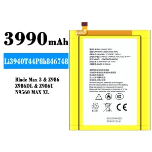 Genuine cell phone battery Li3940T44P8h846748 for ZTE Blade Max 3