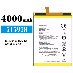 Genuine cell phone battery 515978 for ZTE Blade X3/Blade D2
